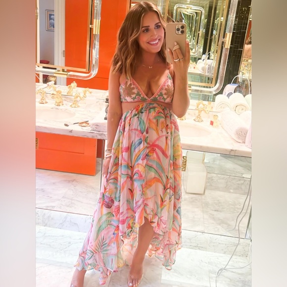 ROCOCO SAND Rio Beaded High Low Dress Small - Picture 5 of 5